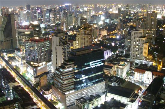 Bangkok at night viewed from the Emporium Suites
