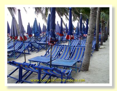 Bangkok beach chairs on Bang Saen beach