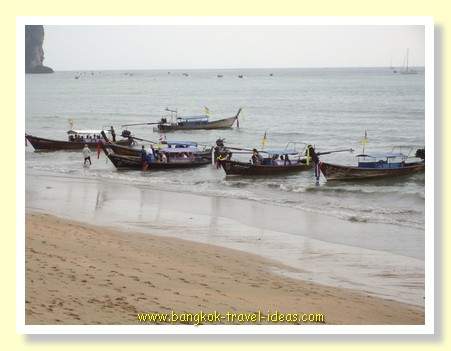 The main beach at Ao Nang where all the boats run the tours from The main beach at Ao Nang where all the boats run the tours from