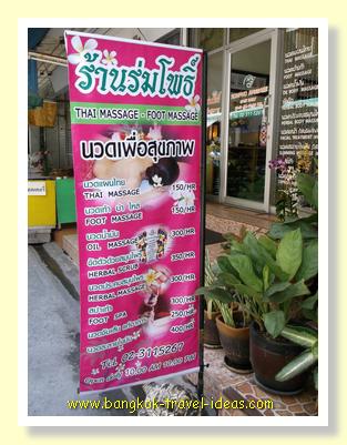 Massage prices in Bangkok massage shop