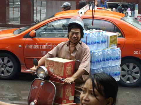 Bangkok Vespa scooter for carrying beer and bar supplies