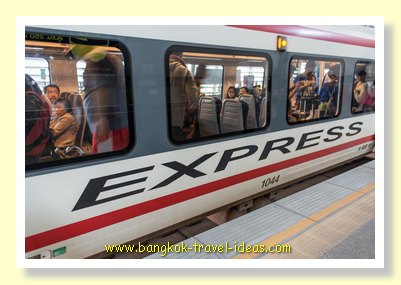 Suvarnabhumi Airport to Bangkok on the ARL train Suvarnabhumi Airport to Bangkok on the ARL train