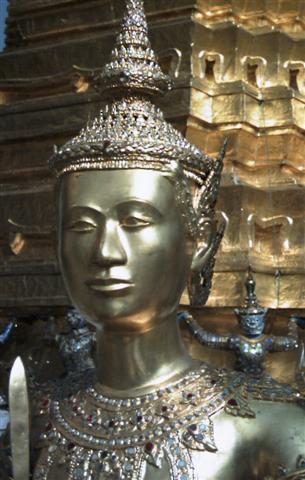 Bangkok Buddhist temples are adorned with amazing statues covered in gold