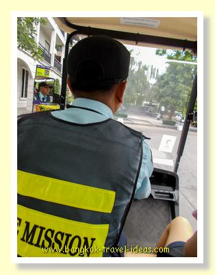 Take the golf cart down to the main road