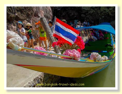 Tourists arriving at James Bond Island Phang Nga James Bond Island jetty