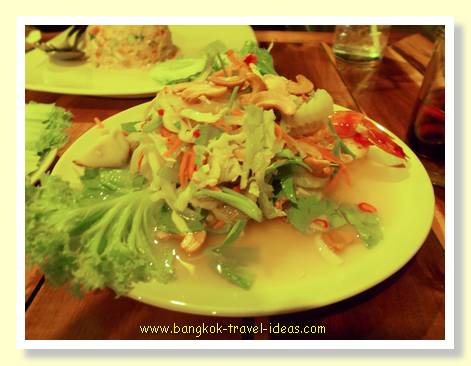 Spicy Thai salad at Ton Tan restaurant Mai Khao beach