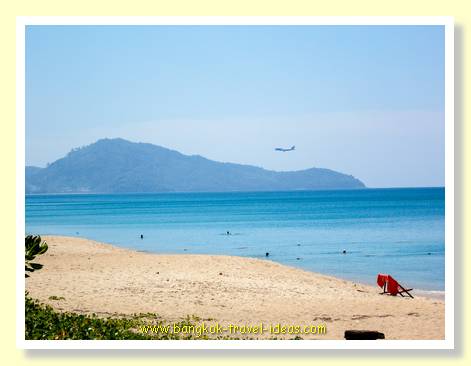 Phuket airport from Mai Khao beach