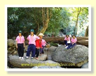 Thai schoolgirls at the Haew Suwat waterfall Thai schoolgirls at the Haew Suwat waterfall
