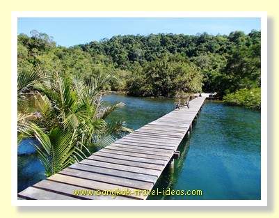 Timber walkway  near the Captain Hook Resort