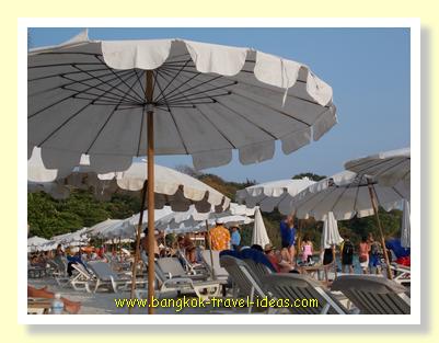 Bangkok beach umbrellas on Sai Kaew Beach Koh Samet