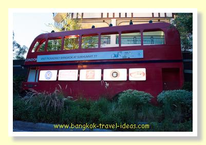 Model of London bus outside Pickadaily Bangkok