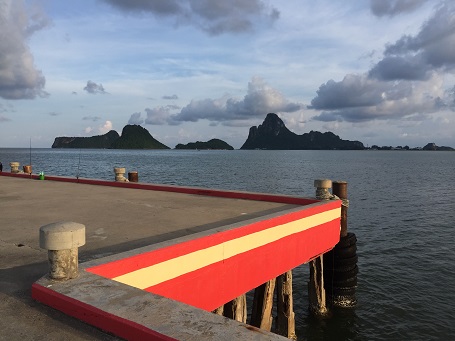 Prachuap Beach view from the pier near the market View from pier on Prachuap Beach