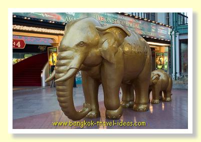 Chang elephants guarding the Asiatique nightmarket Chang elephants guarding the Asiatique nightmarket