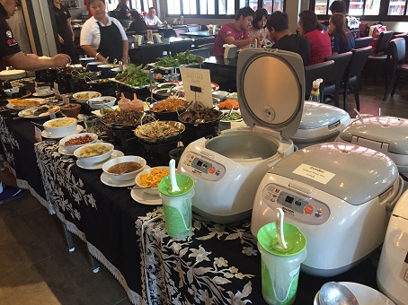 Breakfast spread in the Farmhouse Hotel Ranong